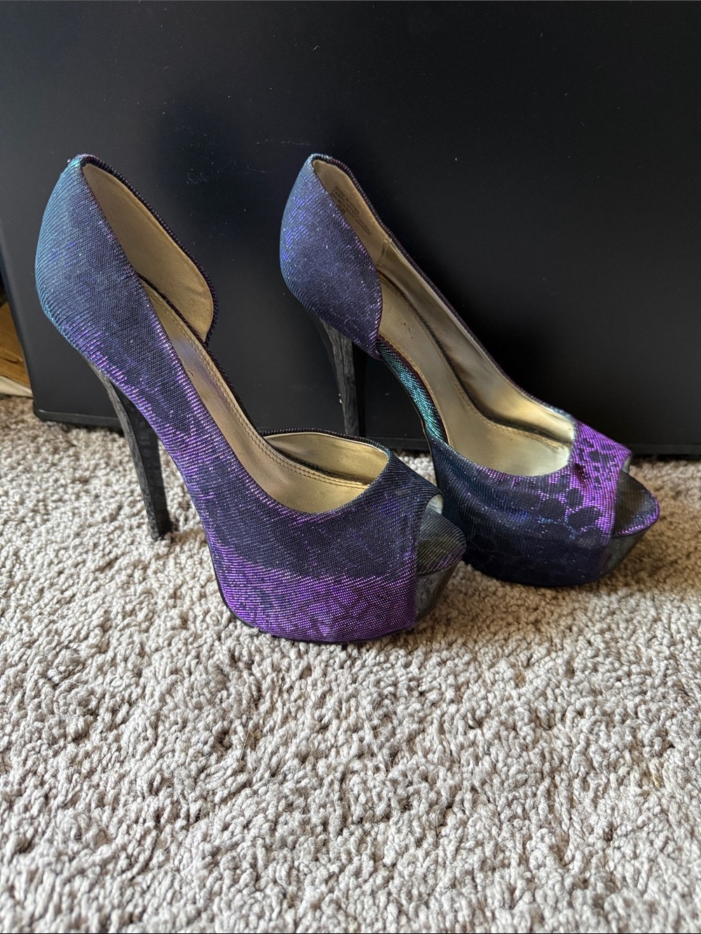 Purple Ombre Peep-Toe Platform Heels